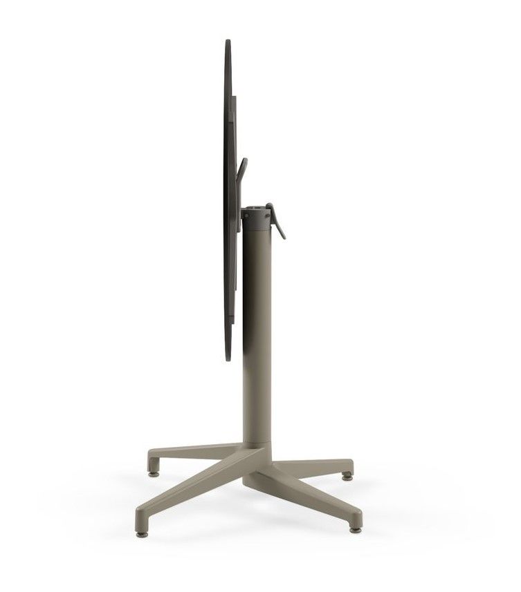Moon Compact Laminat Katlanır Restaurant Masası – 77 cm Yuvarlak, Vizon Ayaklı, Siyah Mermer Desenli, Paslanmaz Dış Mekan Bahçe Masası