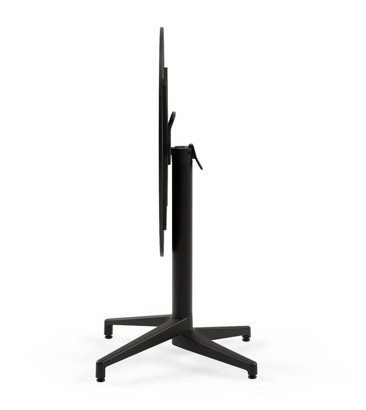 Moon Compact Laminat Katlanır Restoran Masası – 77 cm Yuvarlak, Siyah Ayaklı, Siyah Mermer Desenli, Paslanmaz, Kırma Bahçe ve Dış Mekan Masası
