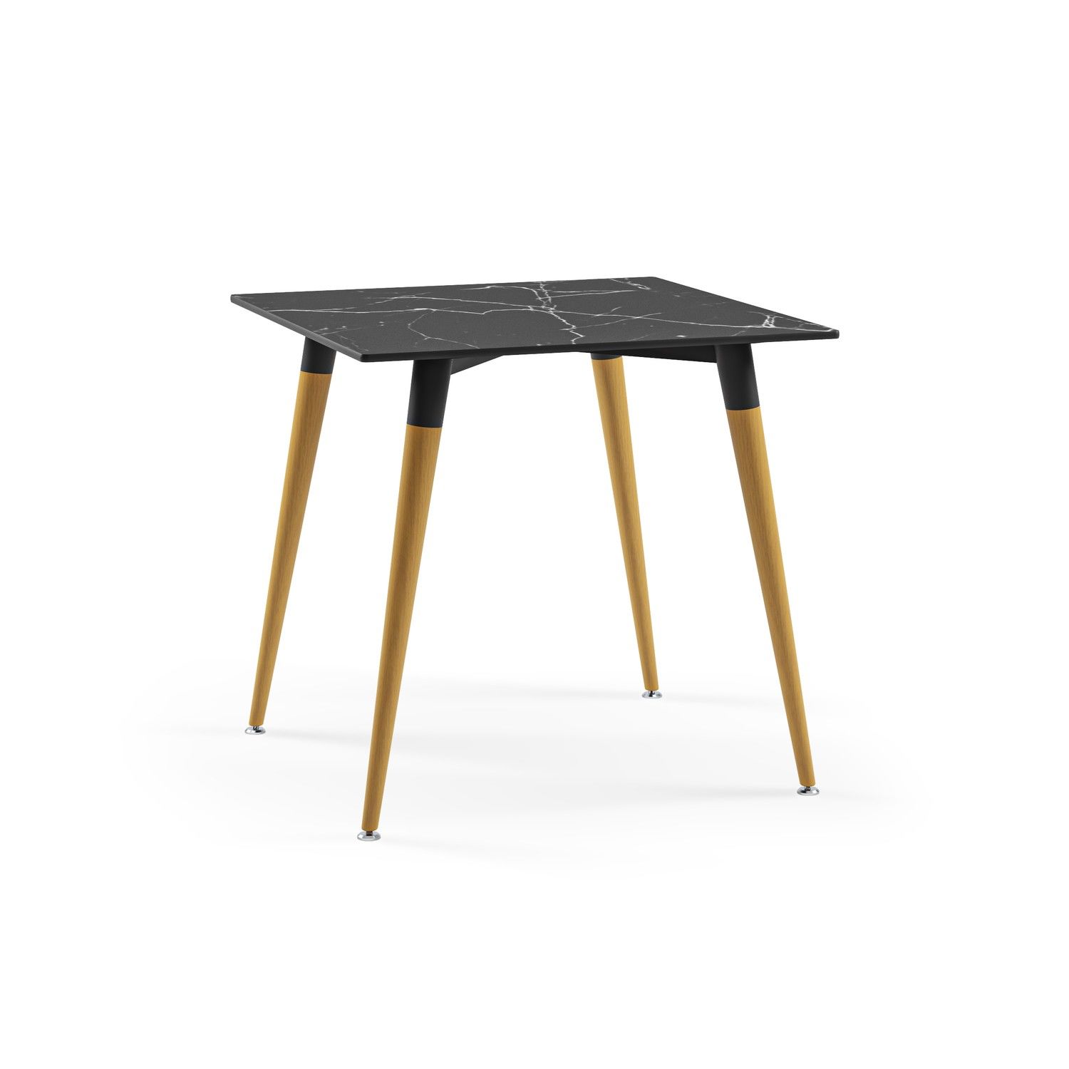 Siyah Mermer Kare Kompakt Cafe Masası 77x77 cm