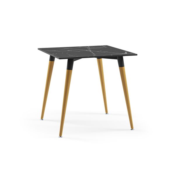Siyah Mermer Kare Kompakt Cafe Masası 77x77 cm