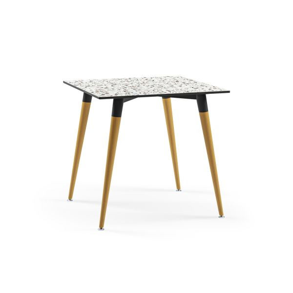 Terrazzo Mermer Kompakt Restoran Masası 77x77 cm