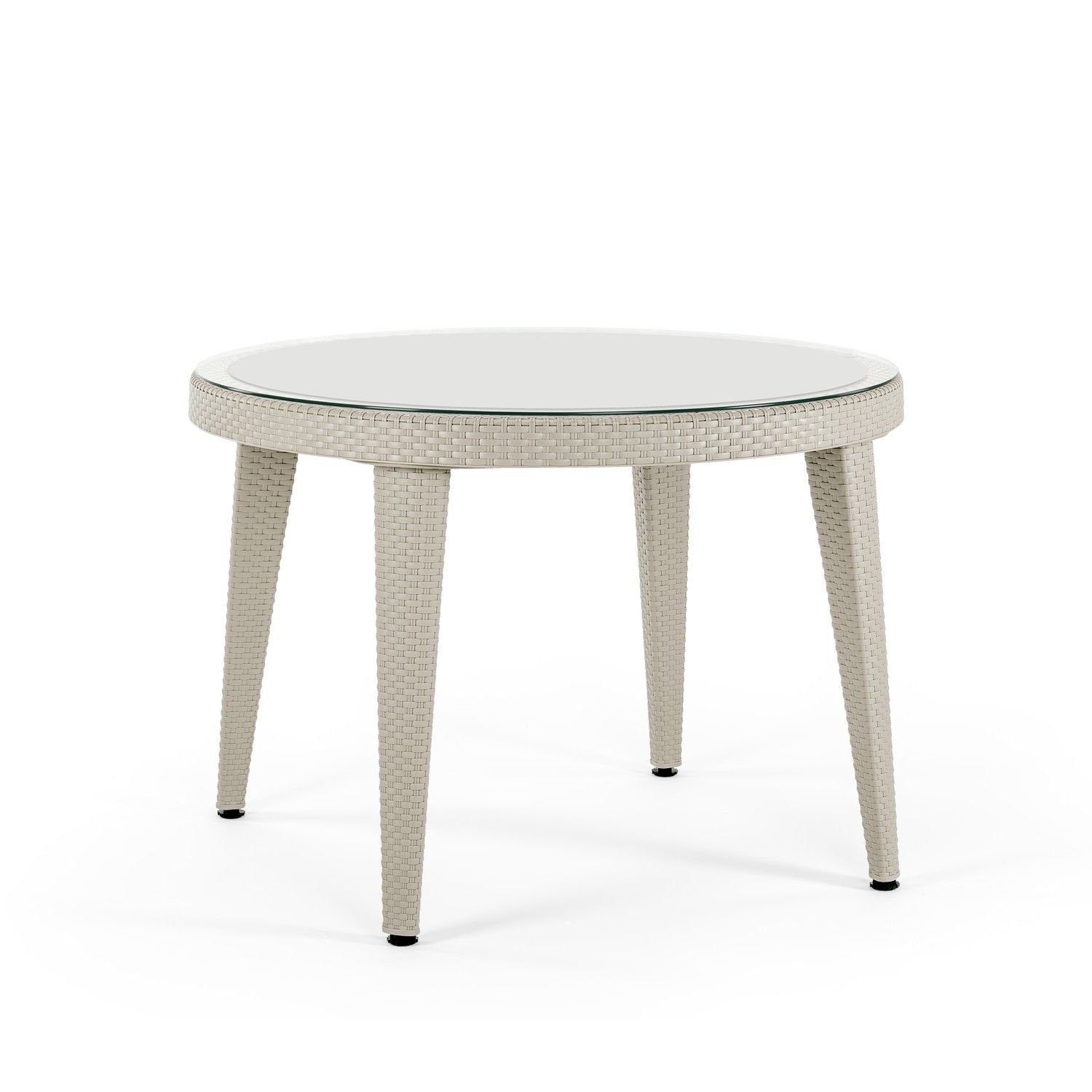 Bej 110 cm Yuvarlak Dış Mekan Bahçe Masası Enjeksiyon Rattan