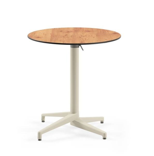 Moon Compact Novecento Laminat Katlanır Kafe Restoran Masası 77 cm Çap Yuvarlak Bej Ayaklı Ahşap Desenli Dış Mekan Bahçe Masası - TSE Belgeli, Uzun Ömürlü, Dayanıklı