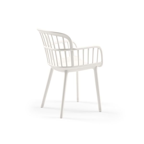 Beyaz 4 Kişilik Bahçe Masa Sandalye Takımı | 80x80cm Sabit Dış Mekan Masa | Cafe, Balkon, Teras, Otel, Restoran İçin Plastik Paslanmaz Set