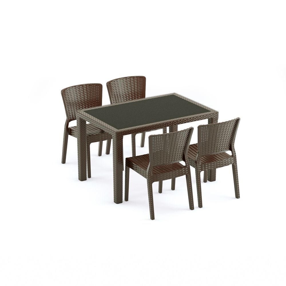 4 KİŞİLİK 120X80.CM VENGE DIŞ MEKAN BAHÇE MASA SANDALYE TAKIMI