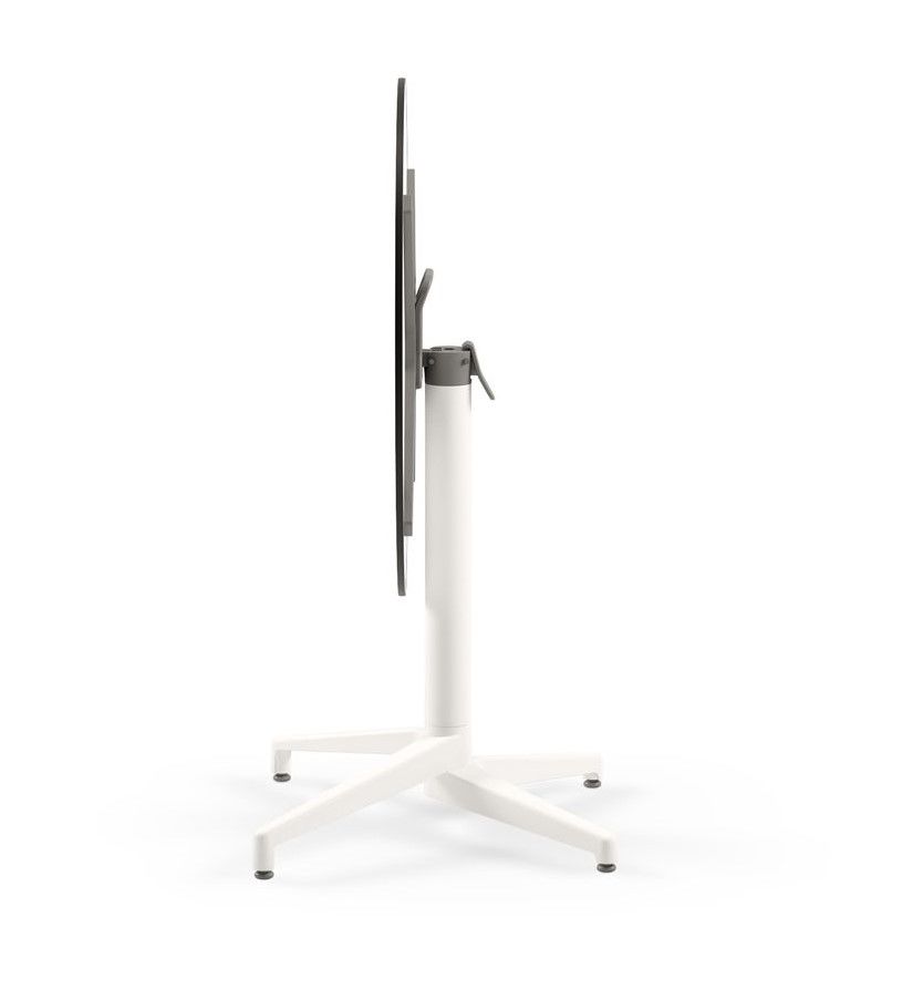 Compact Laminat Katlanır Otel Bahçe Masası 70 cm Yuvarlak Beyaz Ayaklı Siyah Mermer Desenli Paslanmaz Dış Mekan Masa - TSE Belgeli, Dayanıklı ve Pratik