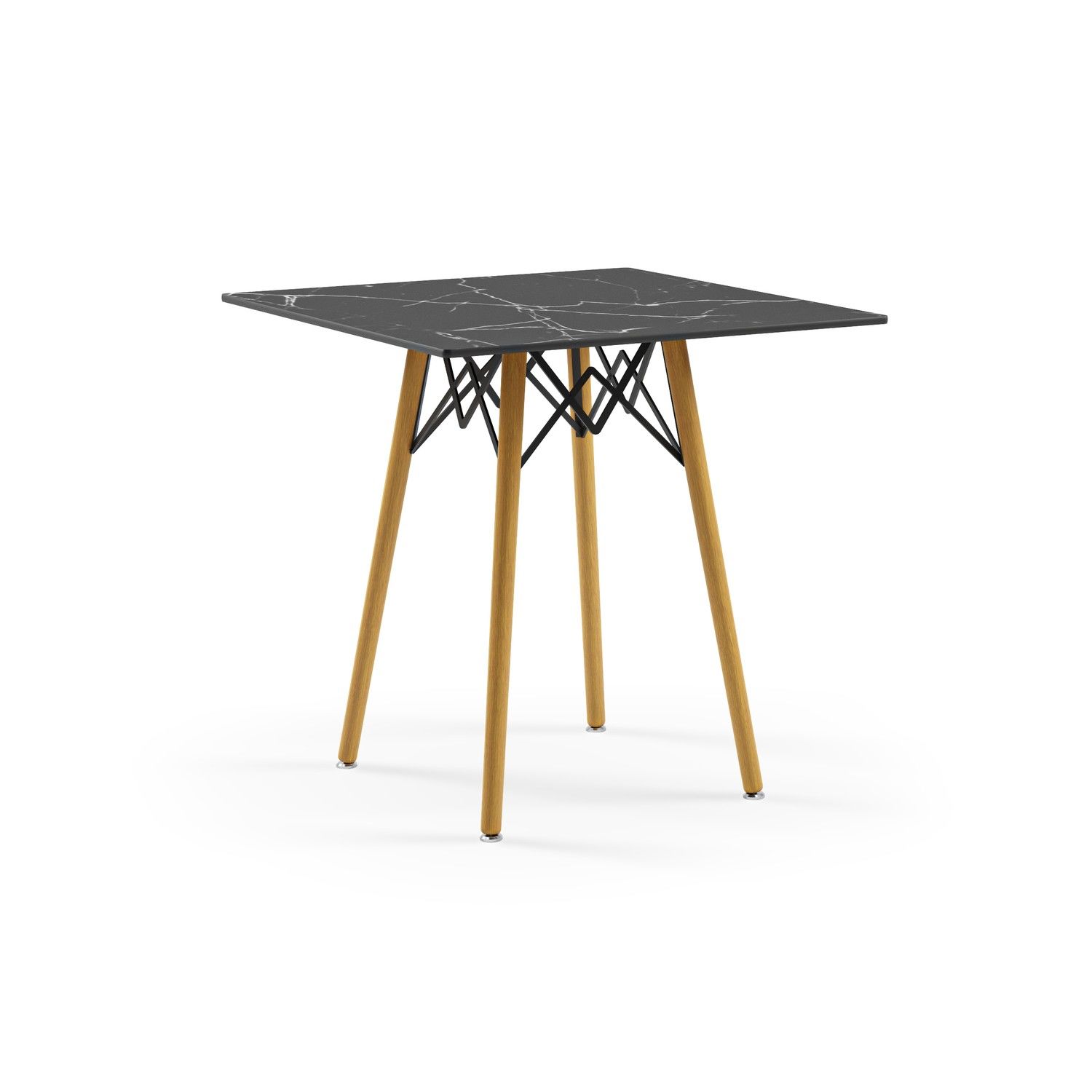 Siyah Mermer Compact Masa 90x90 Kare Modern