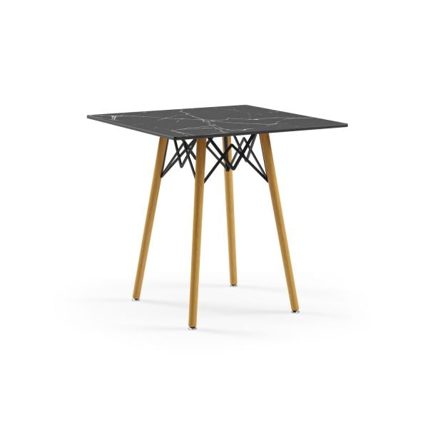 Siyah Mermer Compact Masa 90x90 Kare Modern