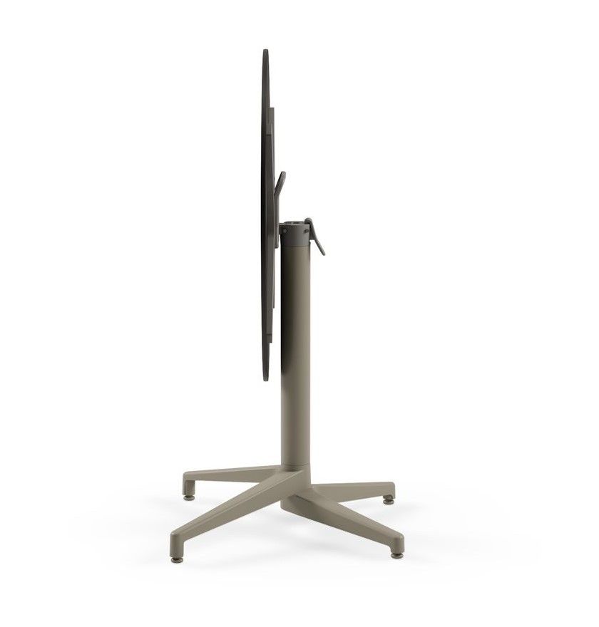 Compact Laminat Katlanır Masa - 70 cm Yuvarlak, Siyah Mermer Desenli, Vizon Ayaklı, Otel, Kafe, Restoran, Balkon ve Bahçe İçin Dayanıklı Masa