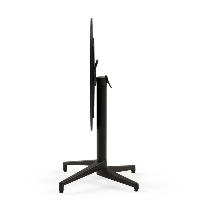 Compact Laminat Katlanır Restaurant ve Bahçe Masası – 70 cm Yuvarlak, Siyah Ayaklı, Siyah Mermer Desenli, Paslanmaz, İç ve Dış Mekan Kullanımına Uygun