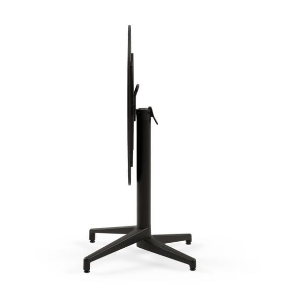 Compact Laminat Katlanır Restaurant ve Bahçe Masası – 70 cm Yuvarlak, Siyah Ayaklı, Siyah Mermer Desenli, Paslanmaz, İç ve Dış Mekan Kullanımına Uygun