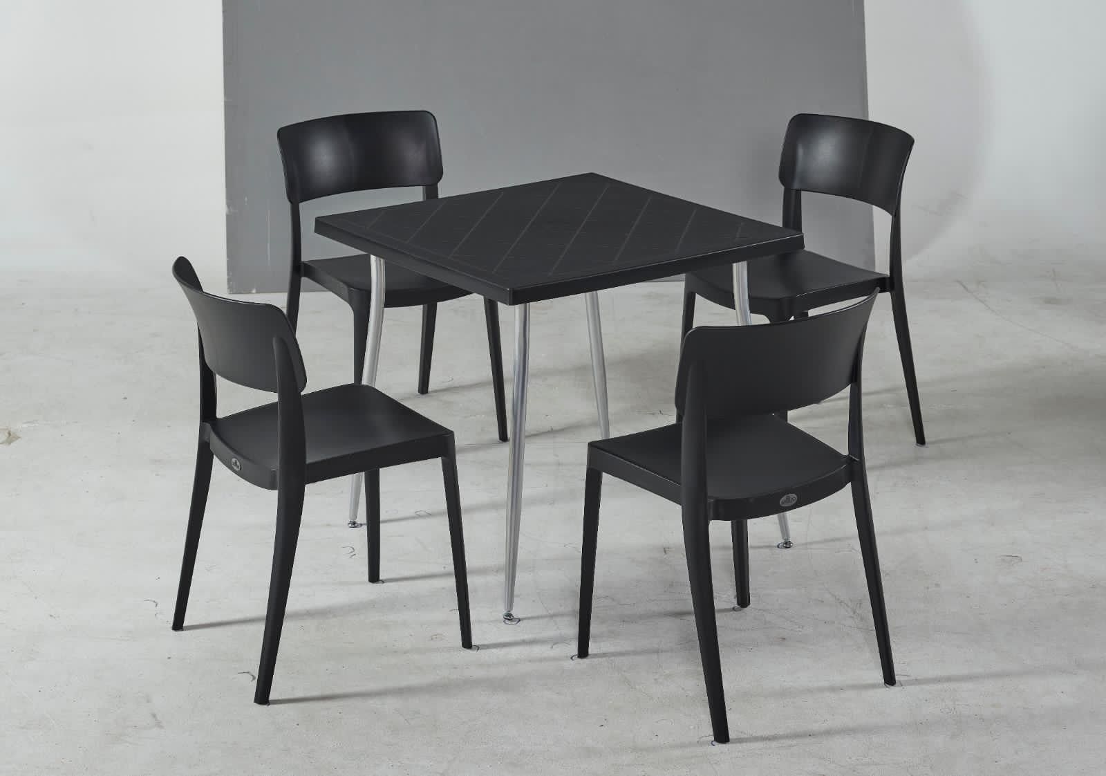 Antrasit Kare Bahçe Masa Sandalye Seti 80x80 cm Dış Mekan İçin Dayanıklı Tasarım