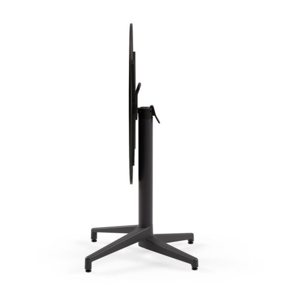 Compact Laminat Katlanır Otel Masası – 70 cm Yuvarlak, Antrasit Ayaklı, Siyah Mermer Desenli, Paslanmaz Bahçe ve Dış Mekan Masası