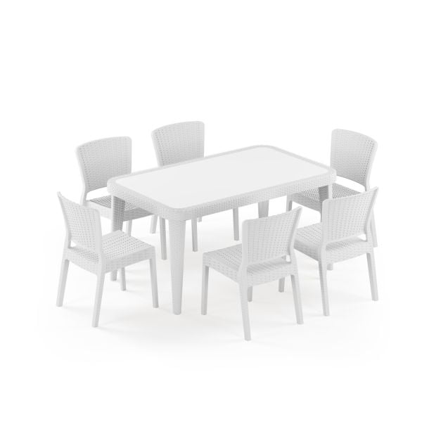 Beyaz 90x150 cm Dış Mekan Bahçe Masa Sandalye Takımı