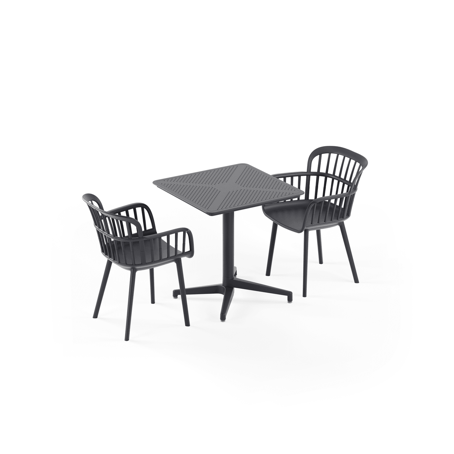 Antrasit Katlanabilir Bahçe Masa Sandalye Takımı 2 Kişilik 70x70 cm Dış Mekan Otel Kafe Balkon Teras Set Ücretsiz Kargo