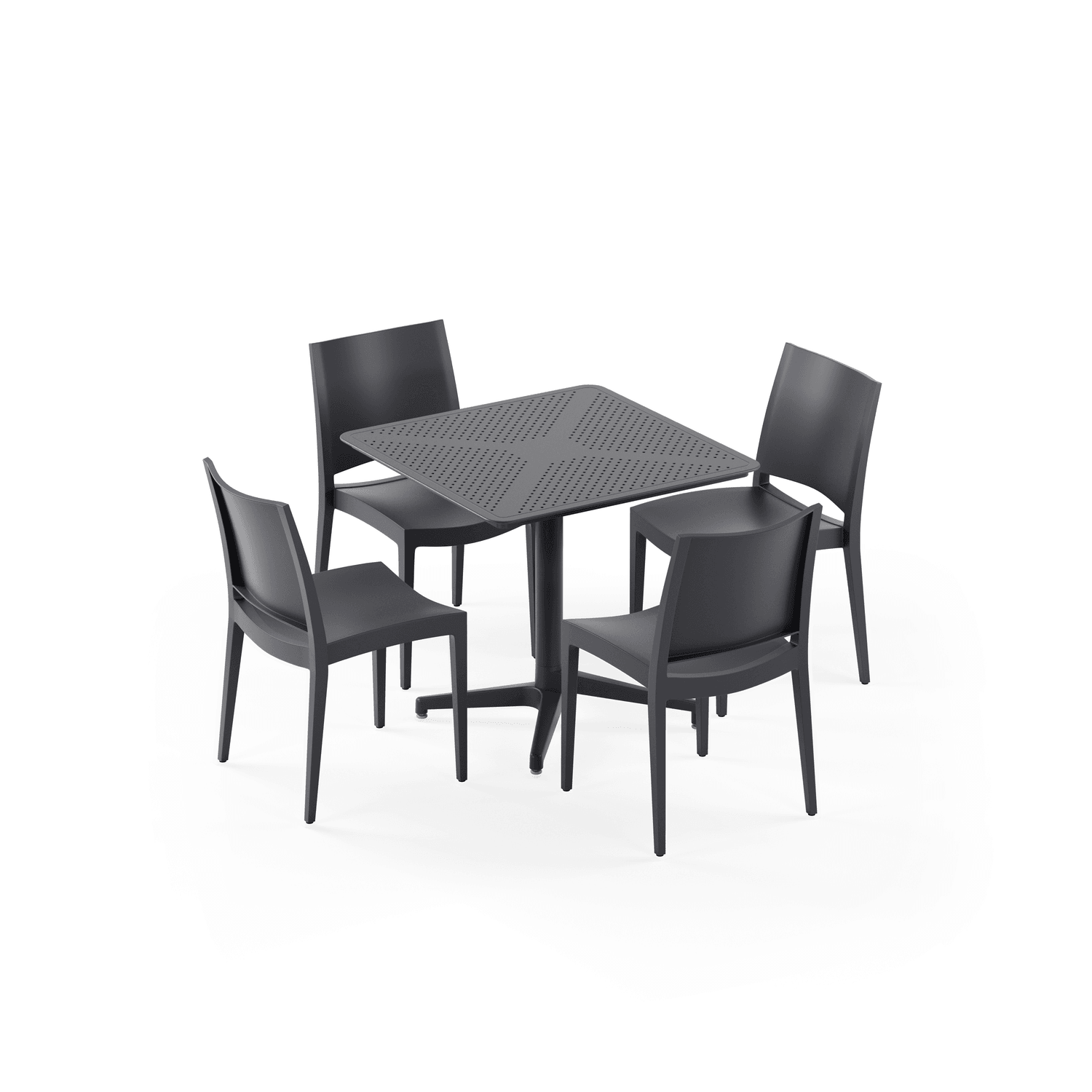 Antrasit 4 Kişilik Katlanır Bahçe Masa Sandalye Takımı 80x80