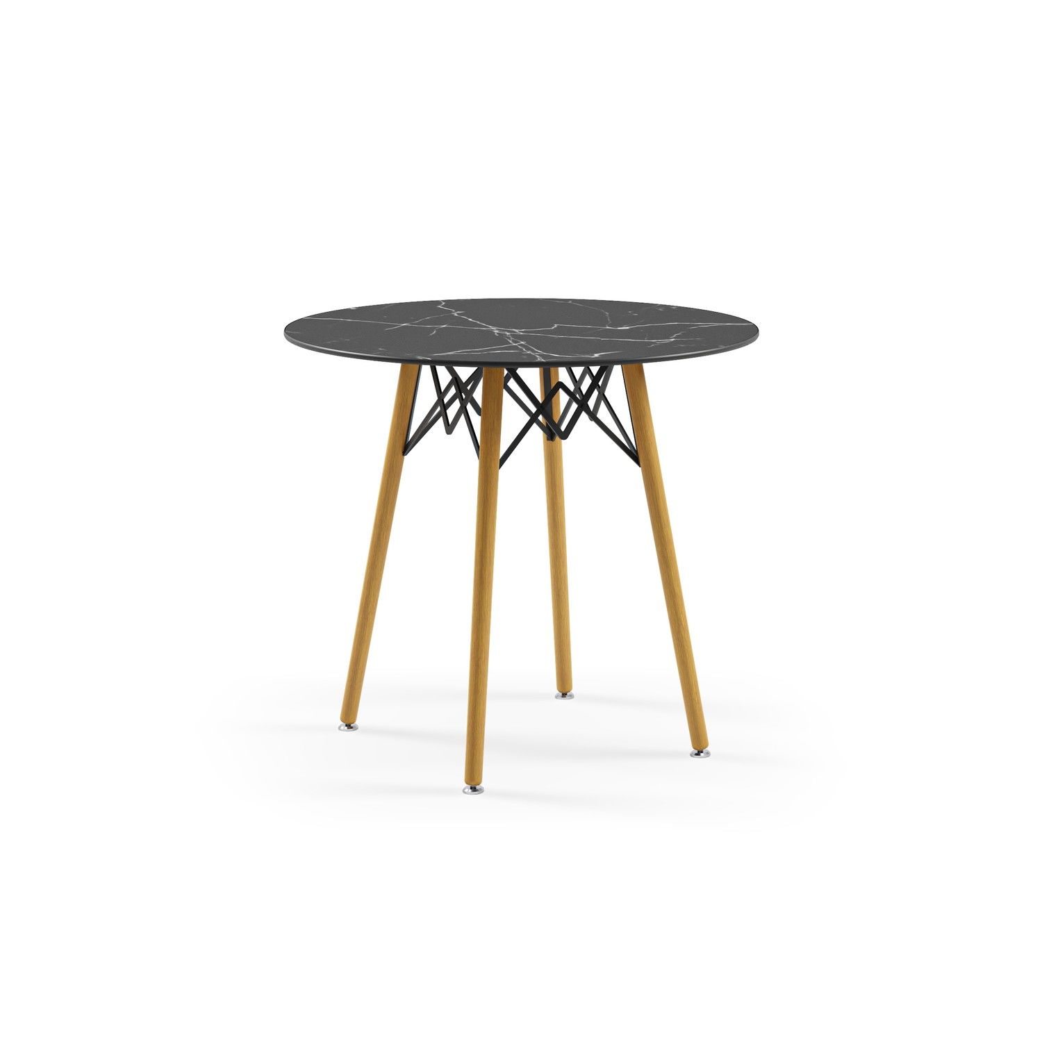 Yuvarlak Siyah Mermer Compact Masa Modern Cafe Masası