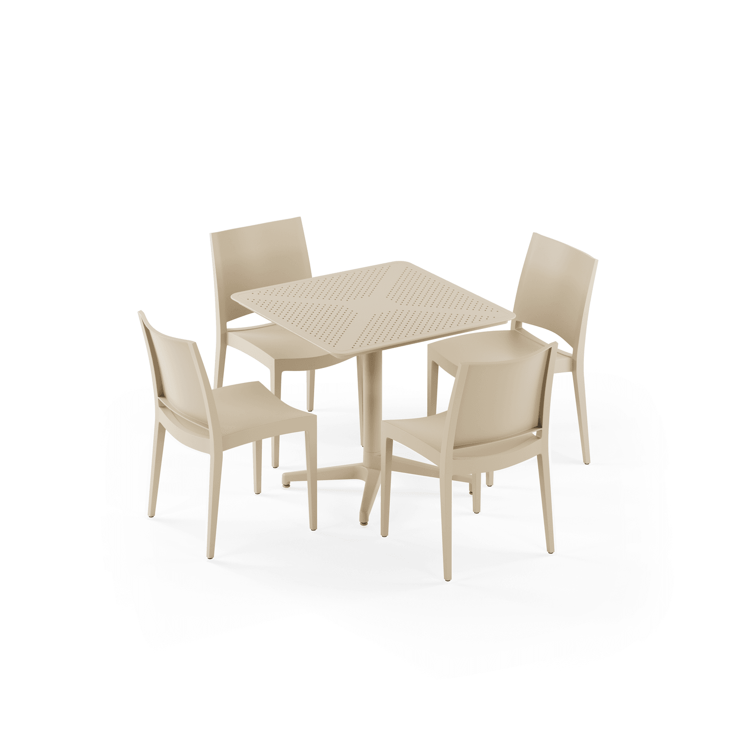 Bej 4 Kişilik Katlanır Bahçe Masa Sandalye Takımı 80x80