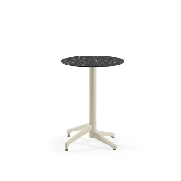 Compact Terrazzo Masa | 60 cm Yuvarlak | Paslanmaz, Mermer Desenli, Dayanıklı Bahçe ve Cafe Masası