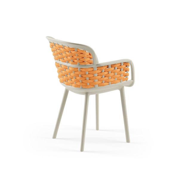 Bej Gövde Turuncu Örgülü Sandalye 2 Kişilik Katlanır Bahçe Masa Sandalye Takımı 70x70 cm – Dış Mekan, Otel, Cafe, Restoran İçin Dayanıklı Set