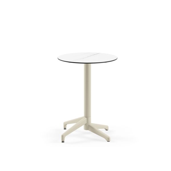 Beyaz Mermer Desenli Compact Yuvarlak Masa - 60 cm | Mutfak, Balkon, Bahçe, Kafe, Restoran Kullanımı İçin