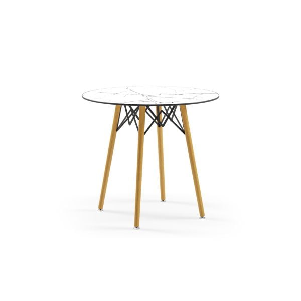 Yuvarlak Beyaz Mermer Compact Modern Otel Masası