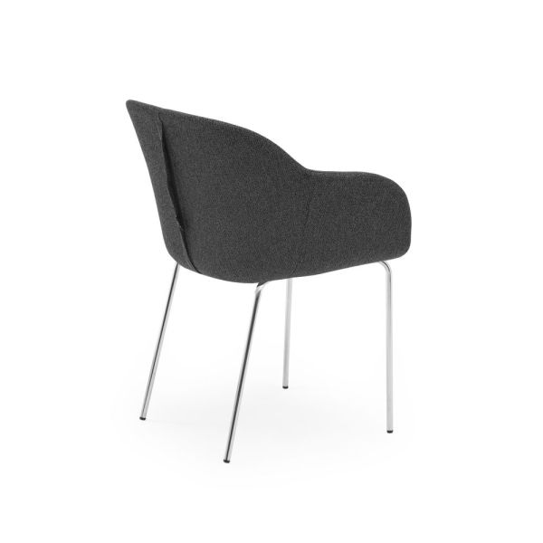 Metal Krom Ayak Antrasit Gri Kumaş Rahat Modern Salon Sandalyesi