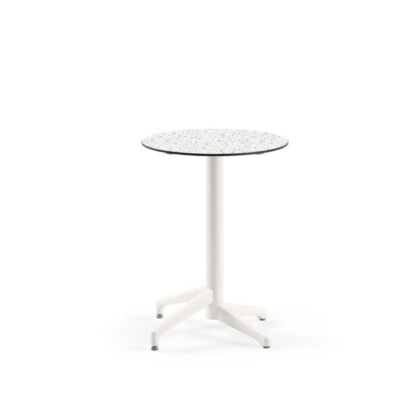 Compact Cafe Masası | Terrazzo Laminat | Yuvarlak 60 cm | Paslanmaz Dış Mekan Bahçe Masası | Bej Ayaklı | TSE Belgeli | Şık ve Dayanıklı | Restoran, Kafe, Otel, Mutfak, Balkon, Teras Kullanımı İçin