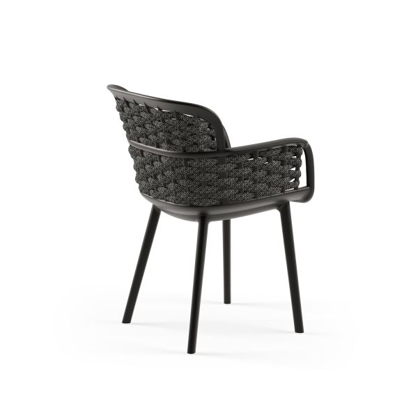 Siyah Gövde Siyah Örgülü 2 Kişilik Dış Mekan Bahçe Masa Sandalye Takımı | 70x70 cm Sabit Masa Seti | Otel, Restaurant, Cafe, Balkon, Teras İçin Dayanıklı ve Şık