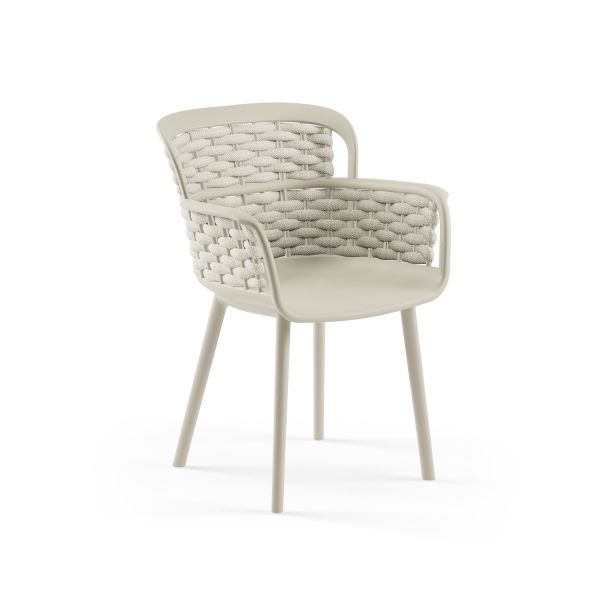 Bej Renk 2 Kişilik Dış Mekan Bahçe Masa Sandalye Takımı | 70x70 cm Sabit Masa + 2 Örgülü Sandalye | Balkon Teras Cafe Restoran Otel Kullanımına Uygun