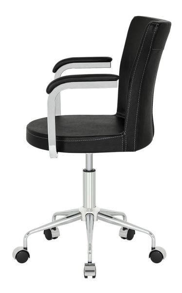Royal Kollu Ergonomik Ofis Çalışma Sandalyesi - Siyah Deri, Krom Ayaklı
