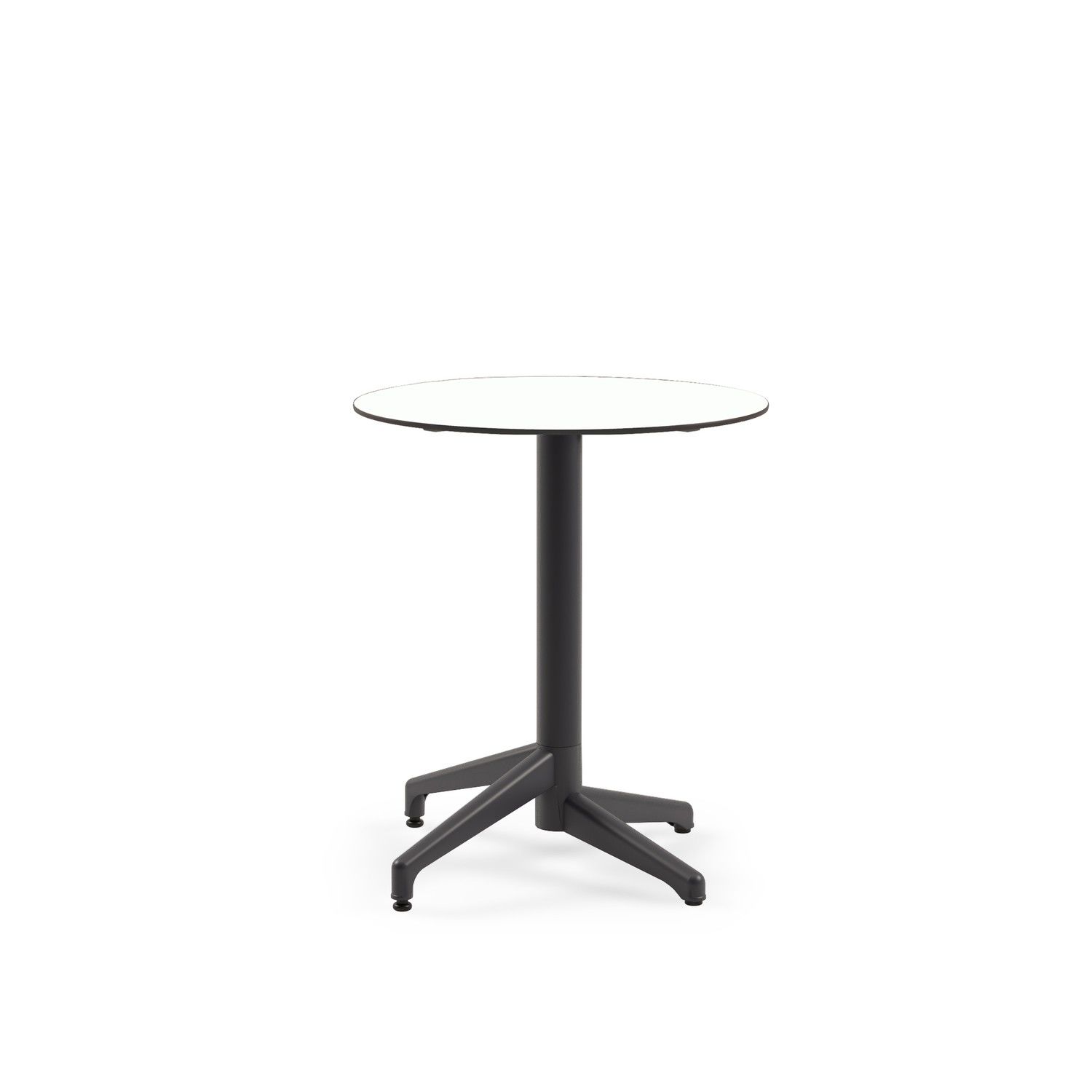 Compact Veranda Masası – 70 cm Yuvarlak, Beyaz Laminat, Paslanmaz | Otel, Kafe, Restoran, Balkon, Teras ve Bahçe Kullanımı İçin Dayanıklı Masa