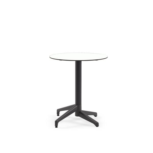 Compact Veranda Masası – 70 cm Yuvarlak, Beyaz Laminat, Paslanmaz | Otel, Kafe, Restoran, Balkon, Teras ve Bahçe Kullanımı İçin Dayanıklı Masa