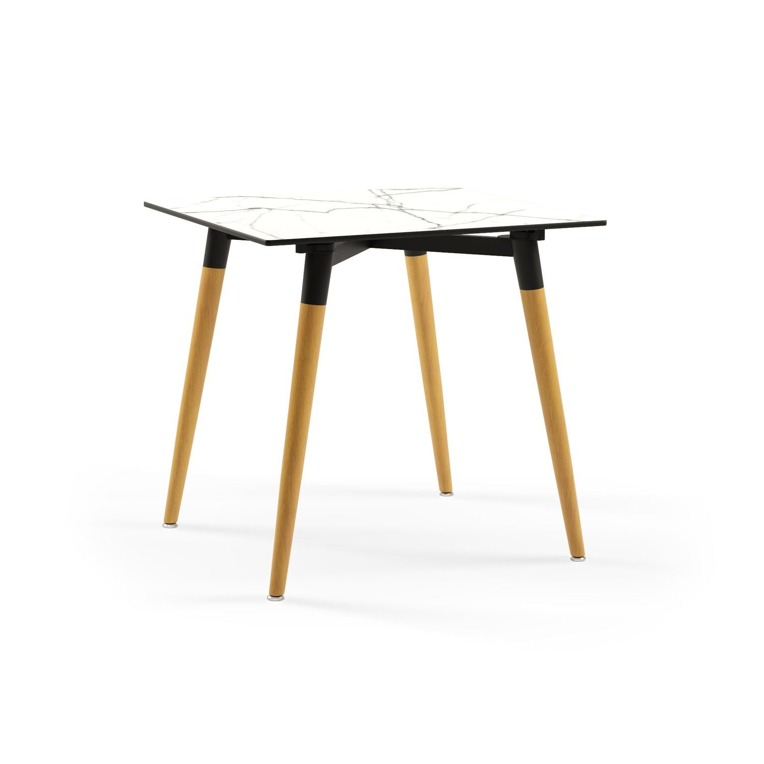 Beyaz Mermer Compact Laminat Kare Modern Mutfak Masası 77x77