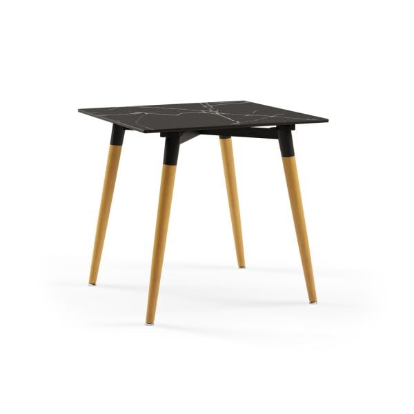 Siyah Mermer Compact Laminat Modern Otel Masası 77x77