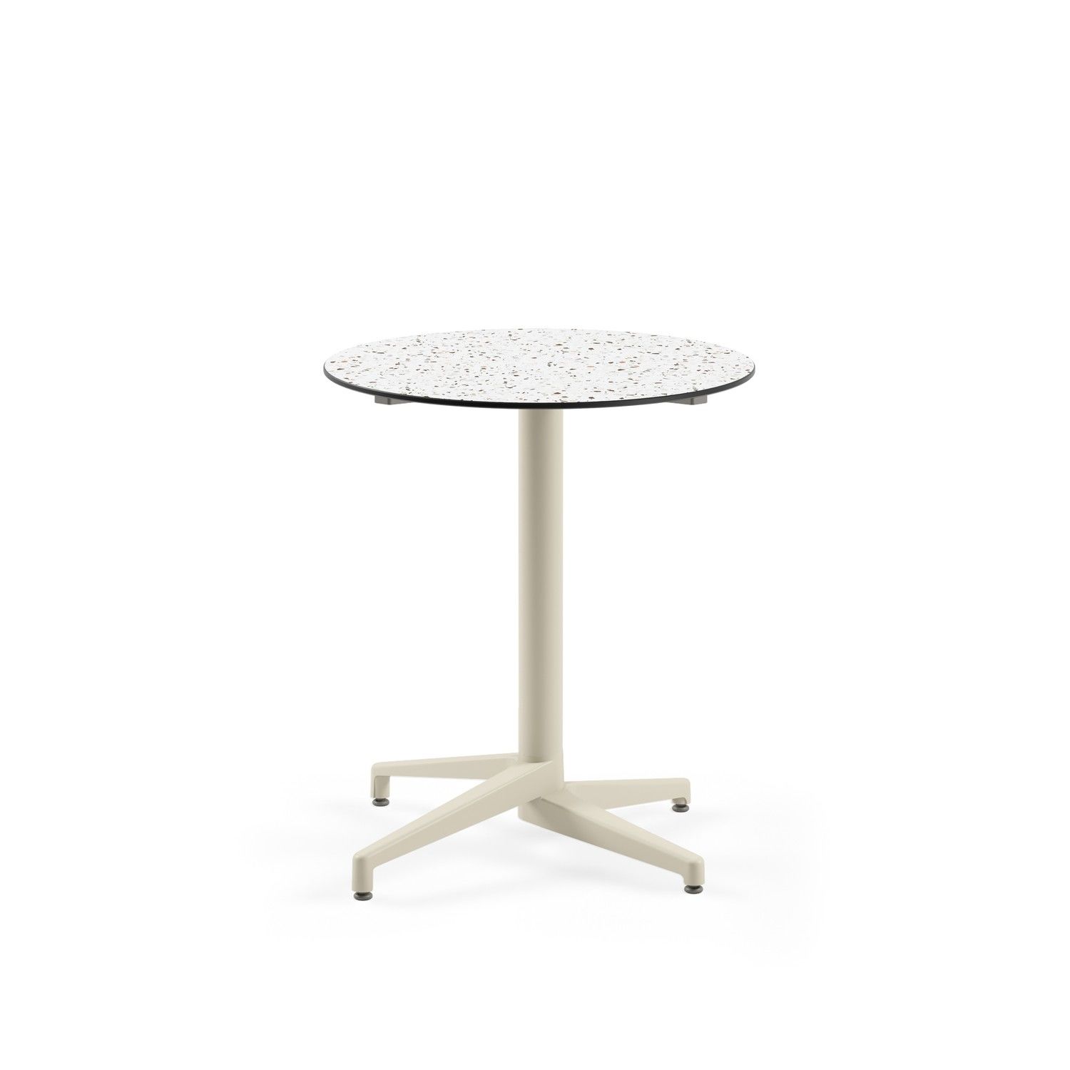 Compact Mutfak Masası | Yuvarlak Terrazzo Desenli | Paslanmaz, TSE Belgeli, Yerli Üretim | Bahçe, Balkon, Kafe, Restoran Kullanımı İçin Dayanıklı Masa