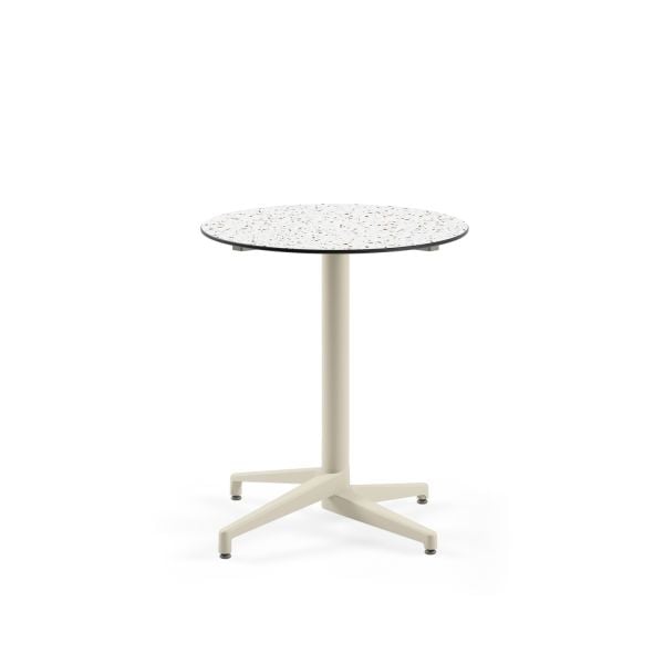 Compact Mutfak Masası | Yuvarlak Terrazzo Desenli | Paslanmaz, TSE Belgeli, Yerli Üretim | Bahçe, Balkon, Kafe, Restoran Kullanımı İçin Dayanıklı Masa