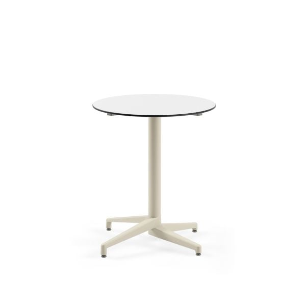Compact Yuvarlak Masa - Beyaz Laminat, 70 cm, Paslanmaz, Dayanıklı Otel Cafe Bahçe ve Mutfak Masası