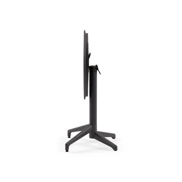 Antrasit Katlanabilir Yuvarlak Masa ve Siyah Örgülü Sandalye Bahçe Takımı 2 Kişilik | Dış Mekan Cafe, Balkon, Teras, Otel ve Restoran Kullanımı İçin