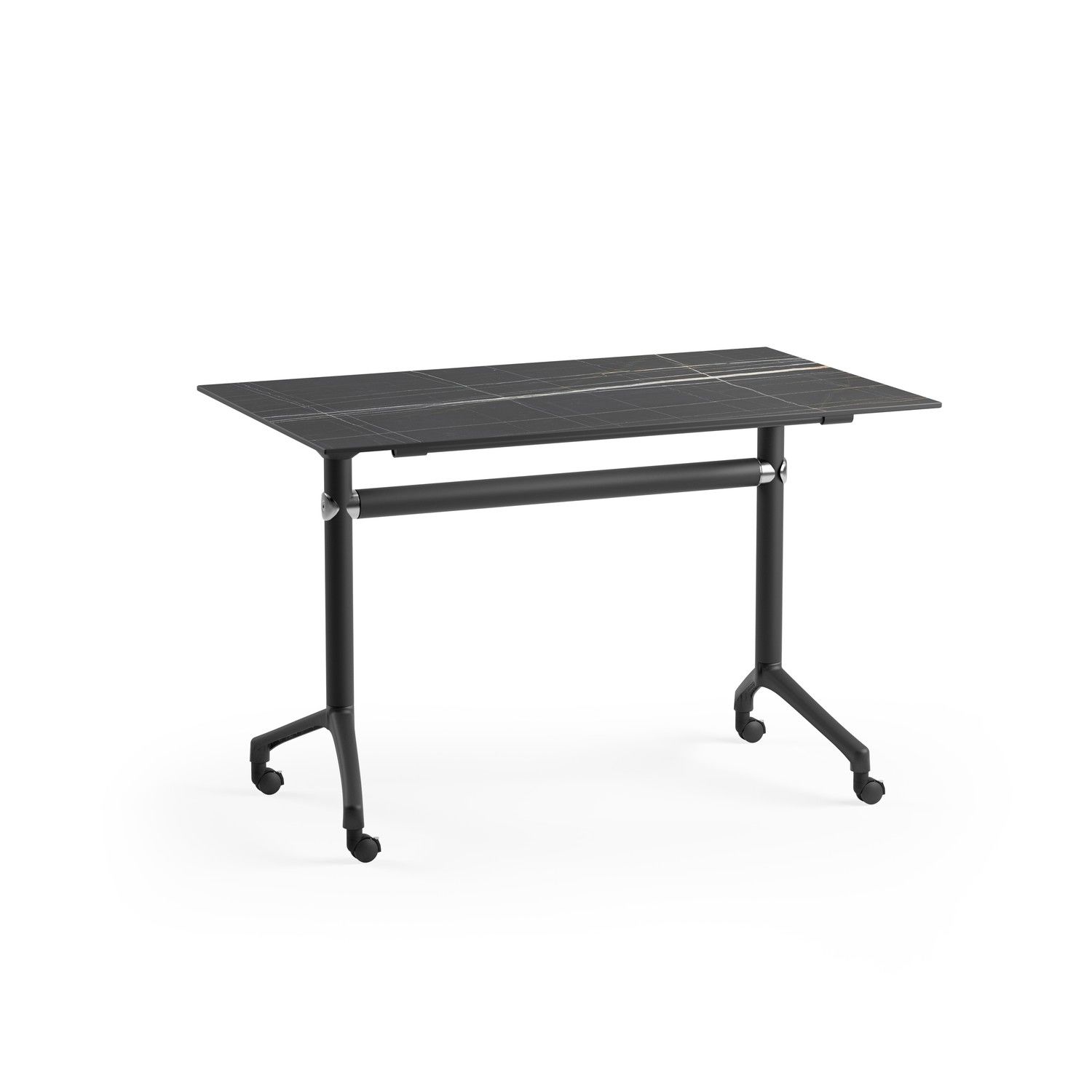 Siyah Mermer Compact Katlanır Tekerlekli Ofis Masası