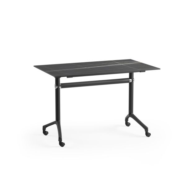 Siyah Mermer Compact Katlanır Tekerlekli Ofis Masası