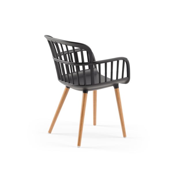 Antrasit Plastik Oturumlu Ahşap Ayaklı Sandalye | Mutfak, Salon, Kafe, Otel, Restoran Kullanımına Uygun Modern Sandalye Modeli