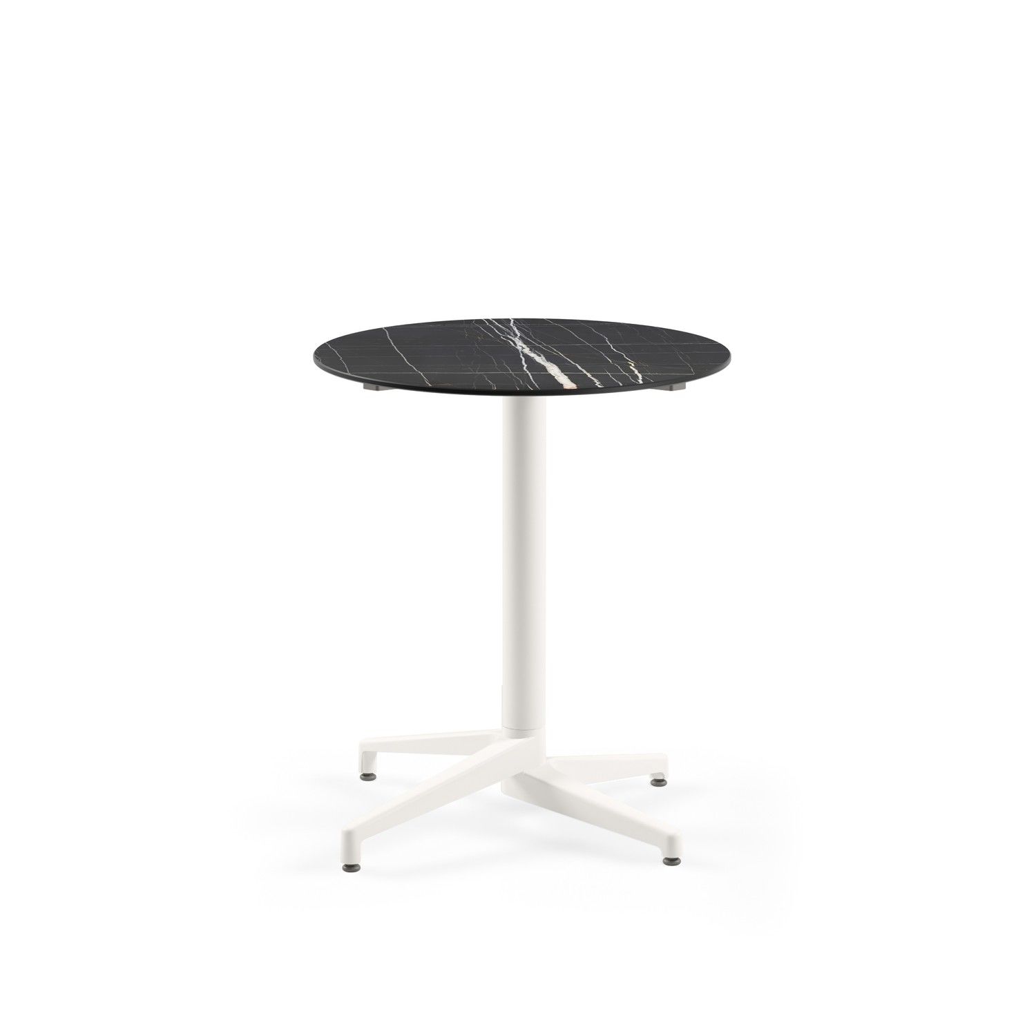 Compact 70 cm Yuvarlak Masa – Beyaz Ayaklı, Siyah Mermer Desenli, Dayanıklı ve TSE Belgeli Dış Mekan Bahçe Masası – Mutfak, Kafe, Restoran, Balkon ve Ev İçin