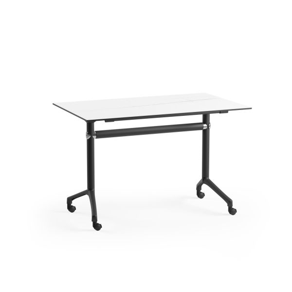 Beyaz Mermer Compact Katlanır Tekerlekli Ofis Masası