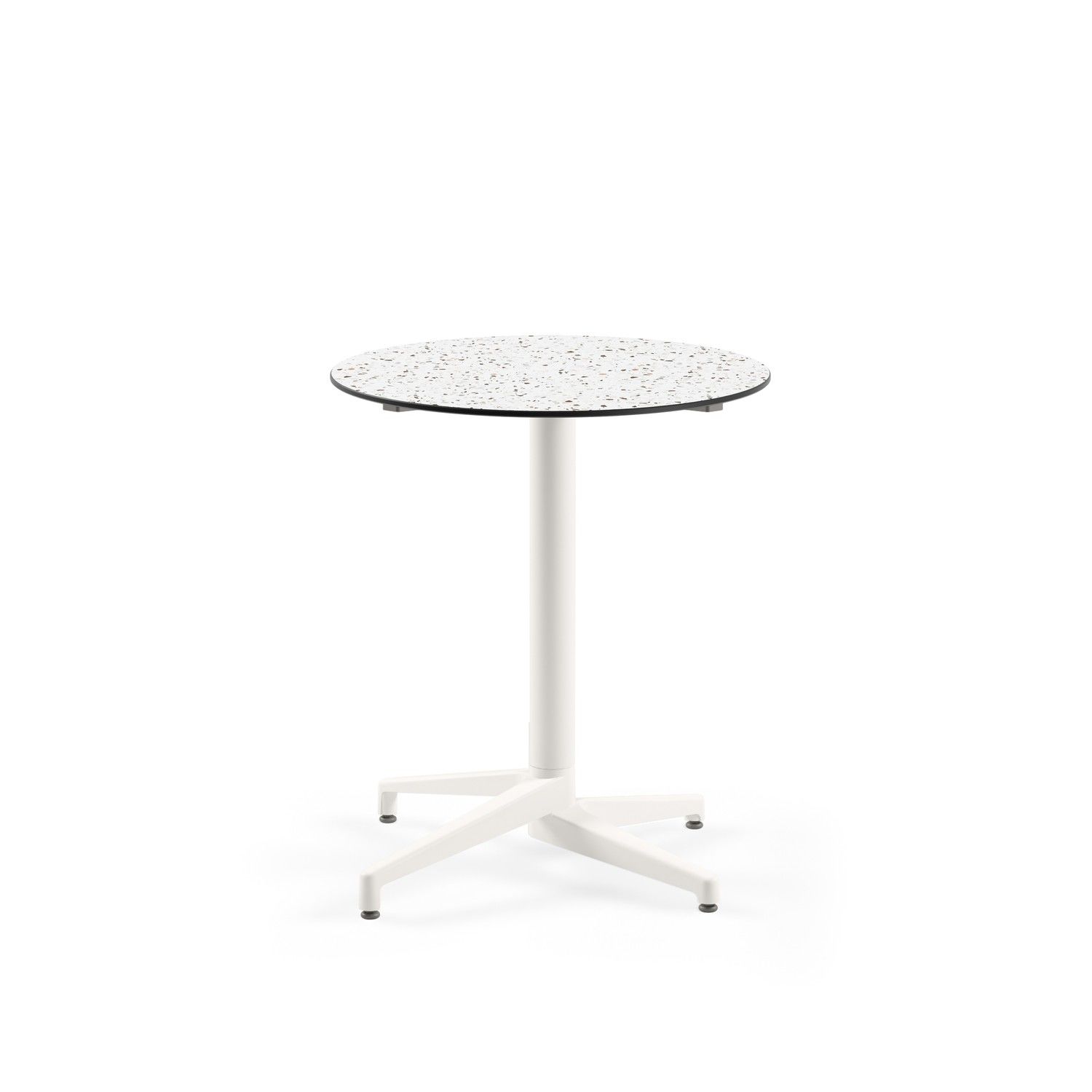 Compact Kafeterya Masası - TSE Belgeli, Dayanıklı ve Şık Tasarım - Beyaz Ayaklı 70 cm Çap Yuvarlak Compact Terrazzo Laminat Masa