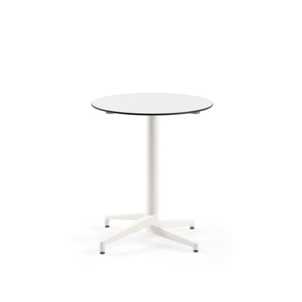 Compact Paslanmaz Yuvarlak Masa - Beyaz Mermer Desenli | İç & Dış Mekan | Cafe, Restoran, Bahçe, Balkon Kullanımı