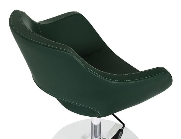 Viva Ofis Sandalyesi: Çok Amaçlı Kullanıma Uygun, Yeşil Deri Döşemeli, Ergonomik Tasarım, Metal Krom Ayaklı, Amortisörlü Yükseklik Ayarlı Sandalye