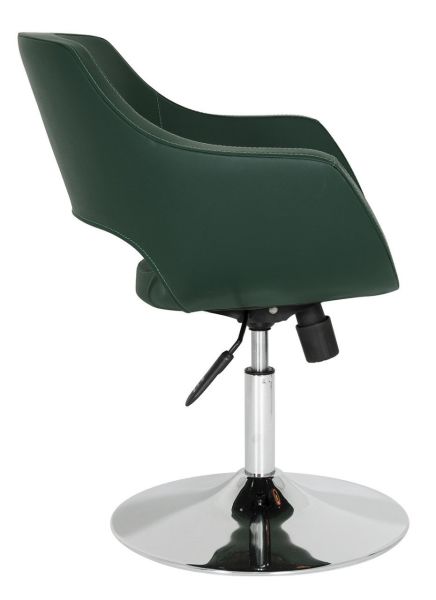 Viva Ofis Sandalyesi: Çok Amaçlı Kullanıma Uygun, Yeşil Deri Döşemeli, Ergonomik Tasarım, Metal Krom Ayaklı, Amortisörlü Yükseklik Ayarlı Sandalye