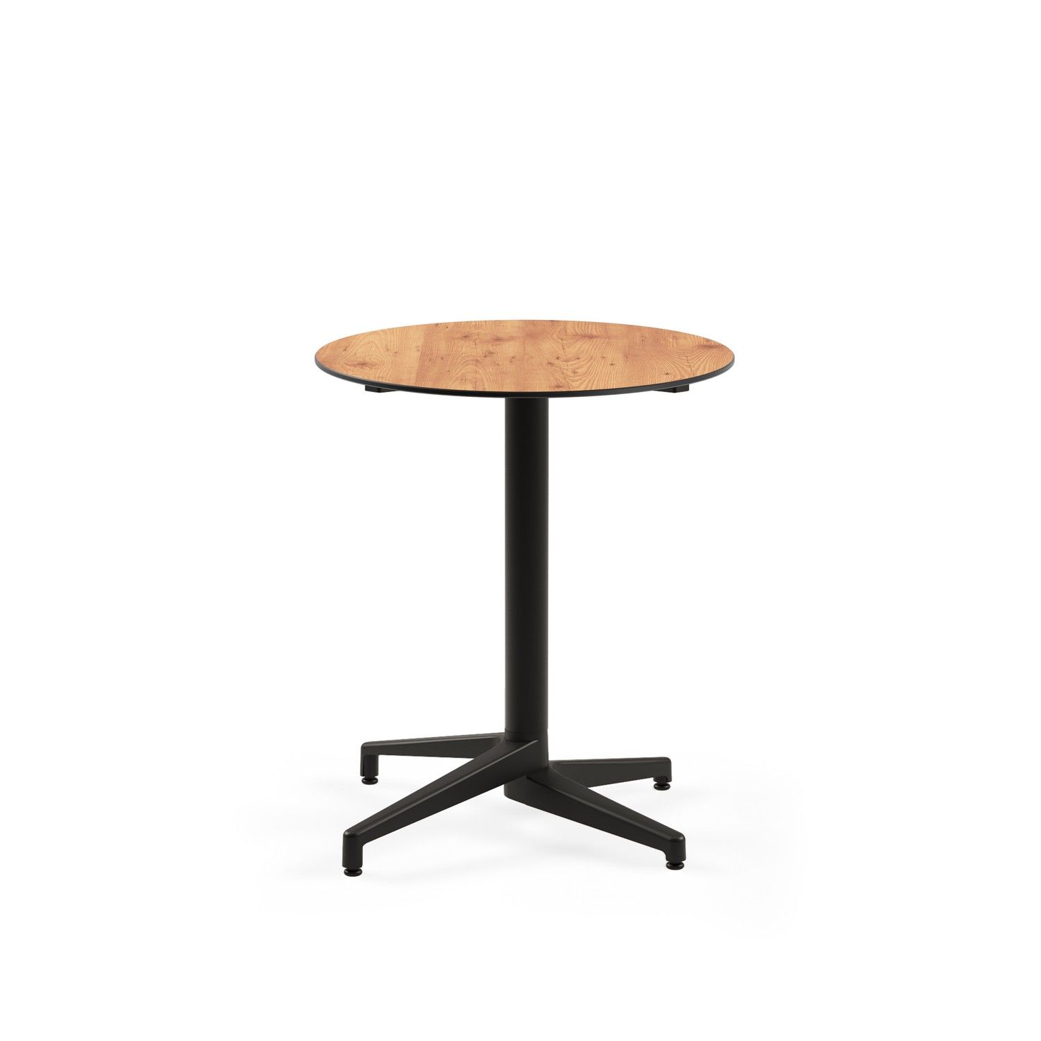 Paslanmaz Compact Novecento Yuvarlak Masa - 70 cm Ahşap Desenli Laminat Üst Tabla, Siyah Ayaklı,  TSE Belgeli, Dayanıklı Mutfak, Bahçe, Balkon, Kafe ve Restoran Masası