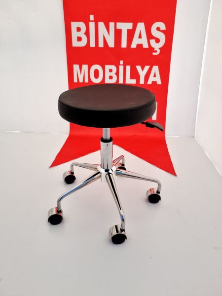 Pulsar Tekerlekli Siyah Deri Tabure Modelleri